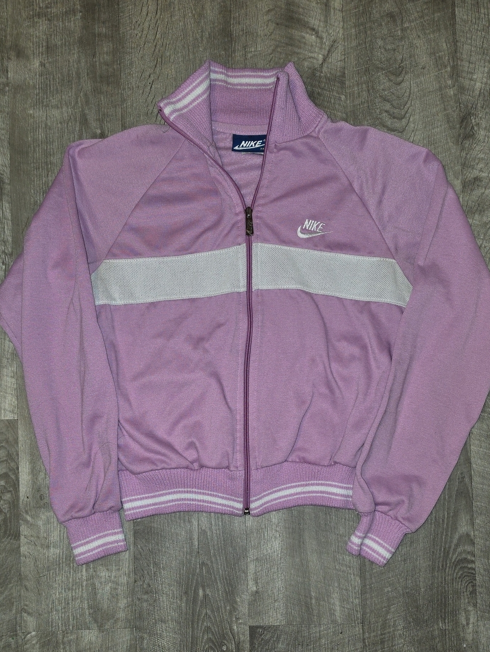 Nike Purple Girls Varsity Track Jacket with White Stripe Size Medium